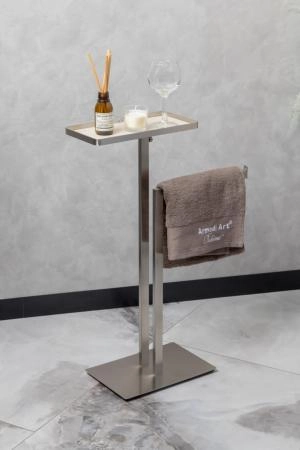 Стойка Boheme напольная с полкой и полотенцедержателем NICEL BRUSH 10952-NB