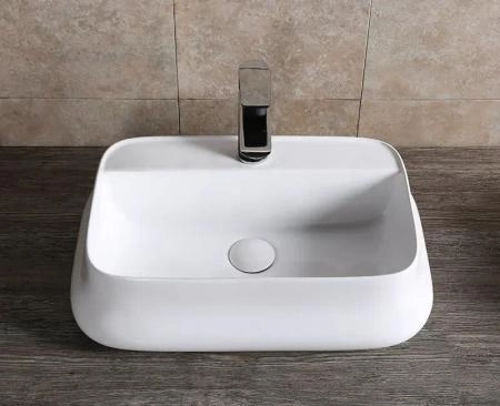 Раковина Cerutti SPA CR0061 накладная, белая, прямоугольная, с отверстием под смеситель 530х370х135 Cer
