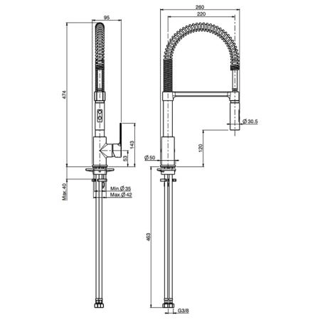 Fima Carlo Frattini Kitchen Смеситель для кухни, на 1 отв., Mast, h: 48см., цвет: черный матовый