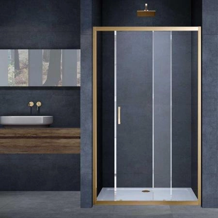 Душевая дверь Vincea Alpha VDS-3AL110CLG, 1100, брашированное золото, стекло прозрачное