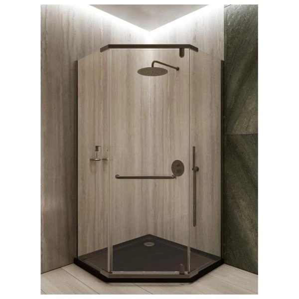 Душевой уголок KNOTLOR PENTA FCD100CG0GM 5-тиугольный 100х100х200, оружейная сталь