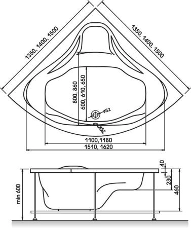Акриловая ванна Relisan Mira 135x135