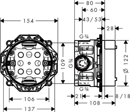 Hansgrohe 01850180 universal Универсальная скрытая часть с запорным вентелем