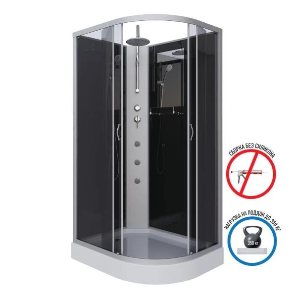 Душевая кабина Niagara NG-3512-14LBKTG 1200х800х2100-2400 низкий поддон 13см стекло тонированное