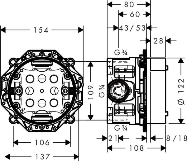 Hansgrohe 01850180 universal Универсальная скрытая часть с запорным вентелем