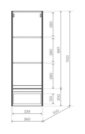 Пенал Style Line ЛИМА36, подвесной, 1 ящик, PLUS, эмаль, графит
