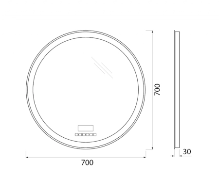Зеркало Belbagno SPC-RNG-700-LED-TCH Led подсветка, сенсор 700x30