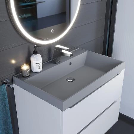Раковина кварцевая Uperwood Classic Quartz 70 см, серая матовая, бетон