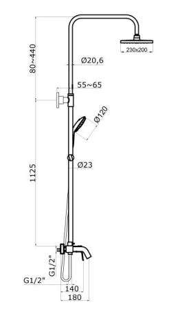 Душевая система Azario TREYA со смесителем, хром (AZ-15680531)