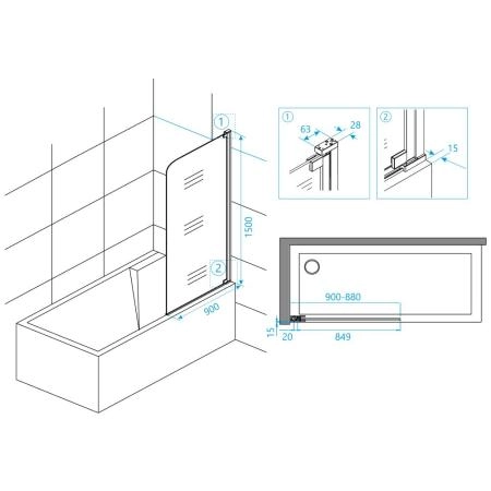 Шторка на ванну RGW Screens SC-01 90 см прозрачное Хром распашные 03110109-11