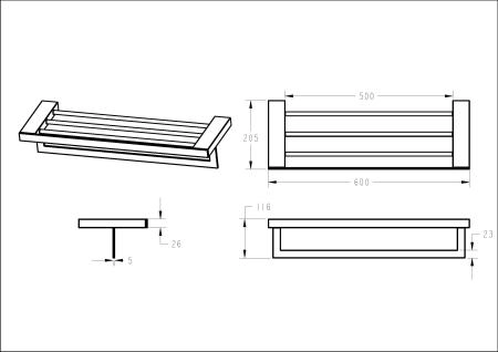 Полка Boheme для полотенец Qubic Black 10737-B
