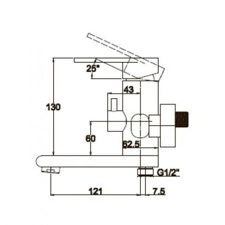 Смеситель для ванны KAISER Arena (33022) хром