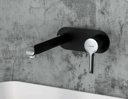 Смеситель для раковины Gappo G1003-26 встраиваемый чёрный/хром