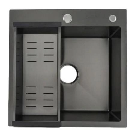 Кухонная мойка Gappo GS5050-6 500x500x215mm 0.8мм с коландером Черный