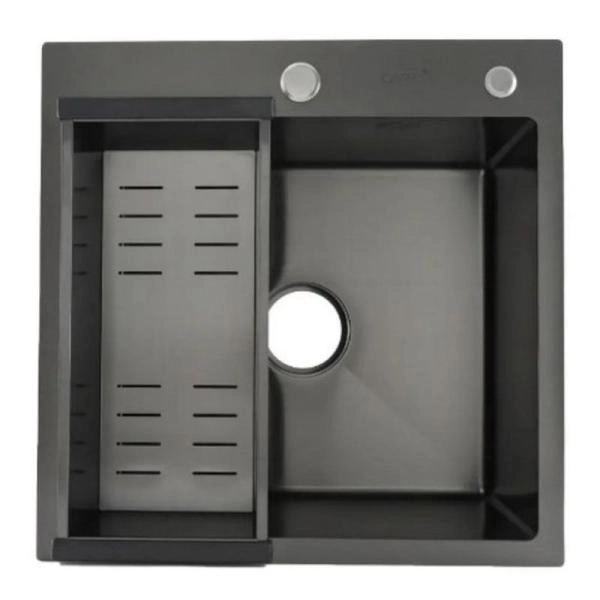 Кухонная мойка Gappo GS5050-6 500x500x215mm 0.8мм с коландером Черный