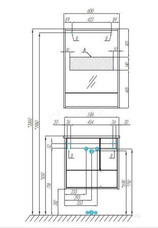 Зеркальный шкаф Aquaton Ривьера 60 белый матовый 1A238902RVX20