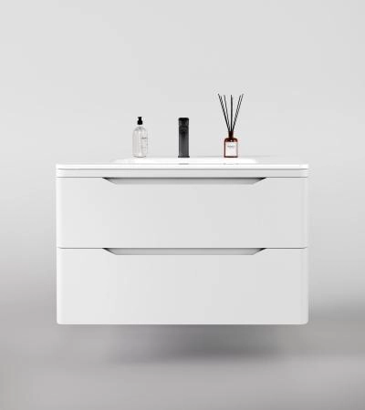 Тумба подвесная Style Line Марелла 90 (2 ящ.) Люкс антискрейтч белый матовый, PLUS