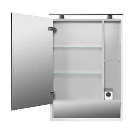 Roca The Gap Original Зеркальный шкаф 60x12.9x85см, с LED-светильником, блоком с розеткой, цвет: белый матовый