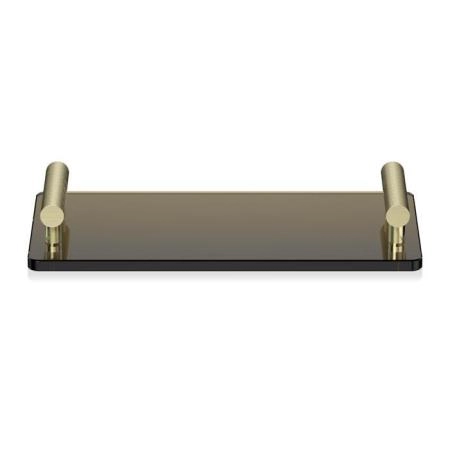 Decor Walther Club Tab Поднос с ручками, стеклянный, настольный, цвет: матовое золото / тёмно-коричневое стекло