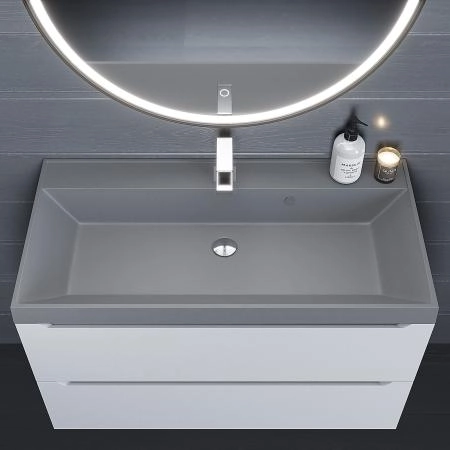 Раковина кварцевая Uperwood Classic Quartz 90 см, серая матовая, бетон