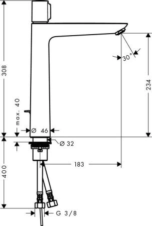 Смеситель для раковины Hansgrohe Talis Select E 240 71752000 с донным клапаном,хром