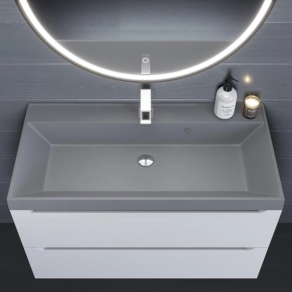 Раковина кварцевая Uperwood Classic Quartz 90 см, серая матовая, бетон