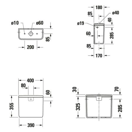 Duravit Qatego Бачок для унитаза, 6/3 л., подкл. воды справа/слева, цвет: белый