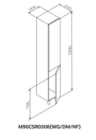 Шкаф колонна Am.Pm Gem M90CSR0306WG 35 см напольный,цвет белый, глянец,правый