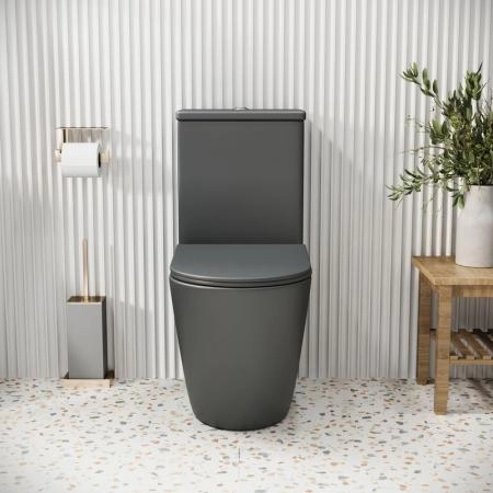 Унитаз Grossman GR-4480GMS Color (620*365*810) СЕРЫЙ МАТОВЫЙ напольный Безободковый с тонкой крышкой