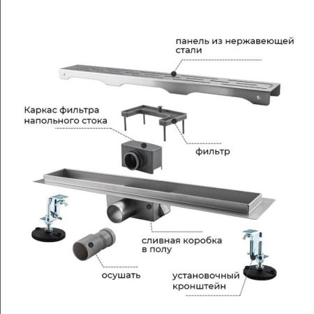 Душевой трап Gappo G83007-3 сатин 70x300