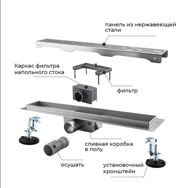 Душевой трап Gappo G83007-3 сатин 70x300