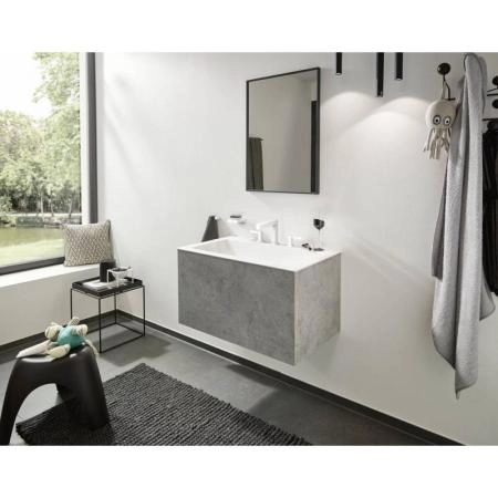 Смеситель Hansgrohe 76033700 Finoris для раковины 113 мм, на 3 отв. PushOpen, матовый белый