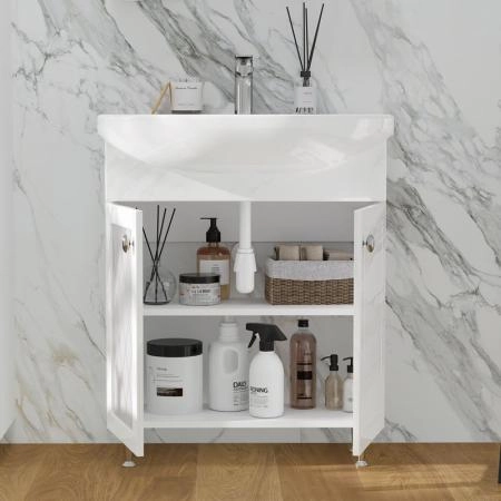 Тумба для ванной Volna Milena 70.2D белый глянец напольная (Балтика) раковина отдельно