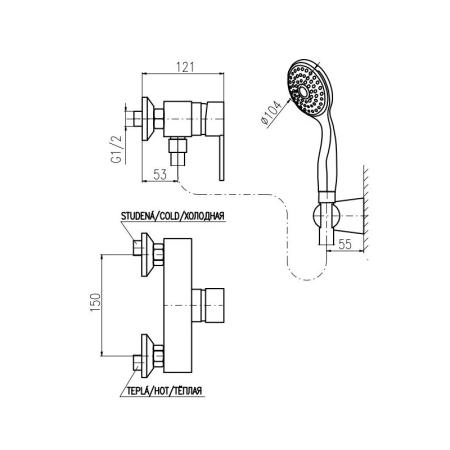 Смеситель Rav Slezak ZAMBEZI ZA081.5/2 для душа, цвет Хром в комплекте