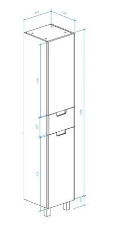 Пенал-35 Bellezza Пегас L с 1 ящ. без б/к бежевый