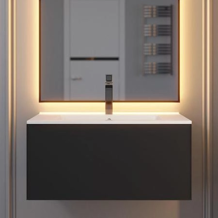 Тумба с раковиной для ванной Uperwood Parma Premium подвесная 75 см, черная