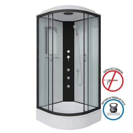 Душевая кабина Niagara NG-6701-14G 900х900х2150 средний поддон 26см стекло прозрачное черные профиля