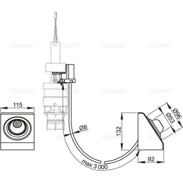 Кнопка смыва на расстоянии AlcaPlast ножное управление, металл, монтаж: в стену
