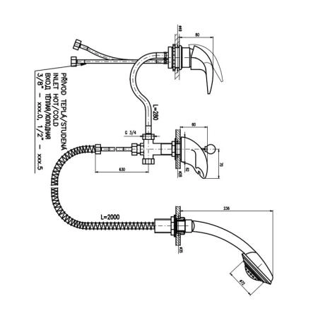 Смеситель Rav Slezak DUNAJ D470.5S для ванны, цвет Хром на 3 отверстия