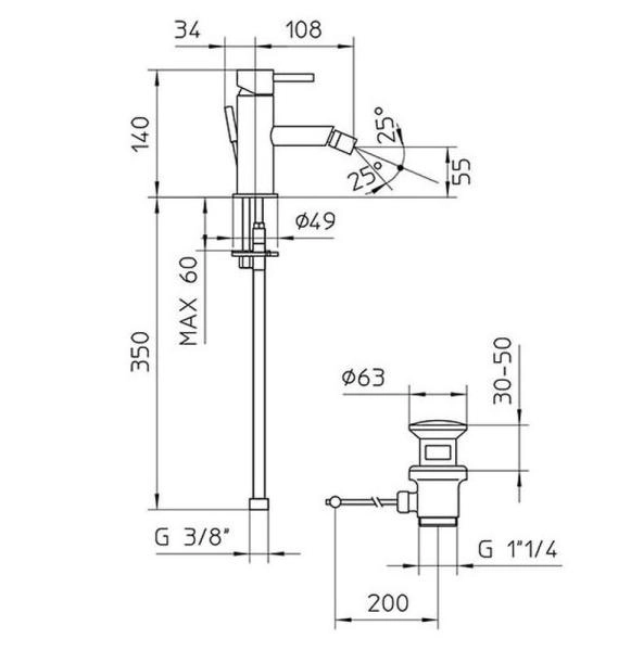 Смеситель для биде Bossini OKI Z005401.030, хром