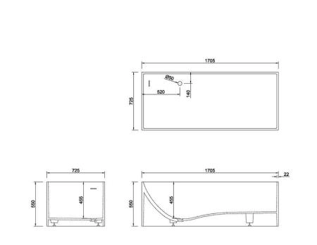 Ванна NT BAGNO NT205 TRIESTE 1700x720 искусственный камень белый матовый