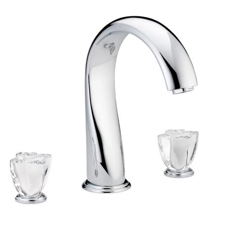 THG Pуtale de cristal clair Смеситель для ванны, 3 отв., цвет: хром/прозрачный хрусталь