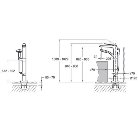Смеситель Jacob Delafon AVID E97367-CP для ванны напольный хром