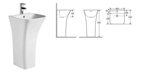 Раковина Cerutti SPA LUCA CT7283 напольная 450x435x835