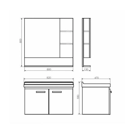 Зеркало шкаф Comforty Рига-80 дуб сонома
