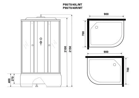 Душевая кабина Niagara Promo P90/70/40L/MT (900х700х2150)