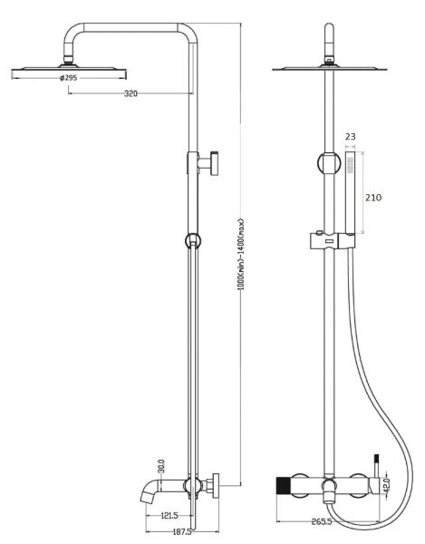 Стойка для душа Boheme со смесителем UNO Copper Brushed 468-CB