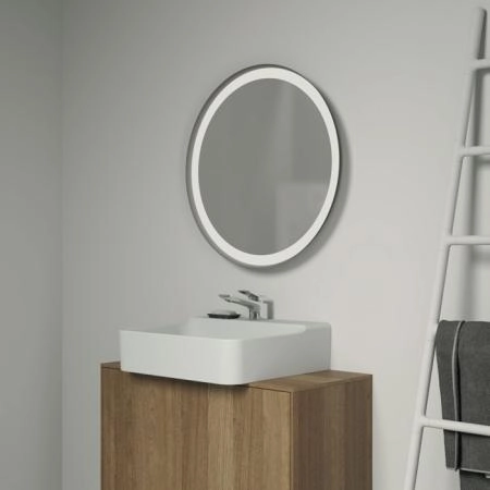 Ideal Standard Conca Круглое зеркало с подсветкой 65 см (Металлическая накладка, закругленная задняя рама, функциональная светодиодная подсветка)