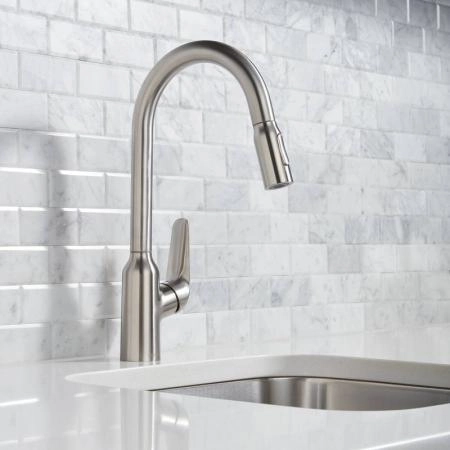 Hansgrohe Focus M42 71800800 Смеситель для кухни 219 мм, 2 режима, выдвижной излив, сталь