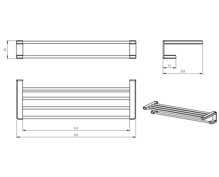 Полотенцедержатель с полкой WONZON & WOGHAND, Хром (WW-V3902-CR)